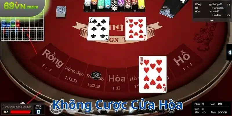 Không cược vào cửa hòa khi chơi game bài Rồng Hổ